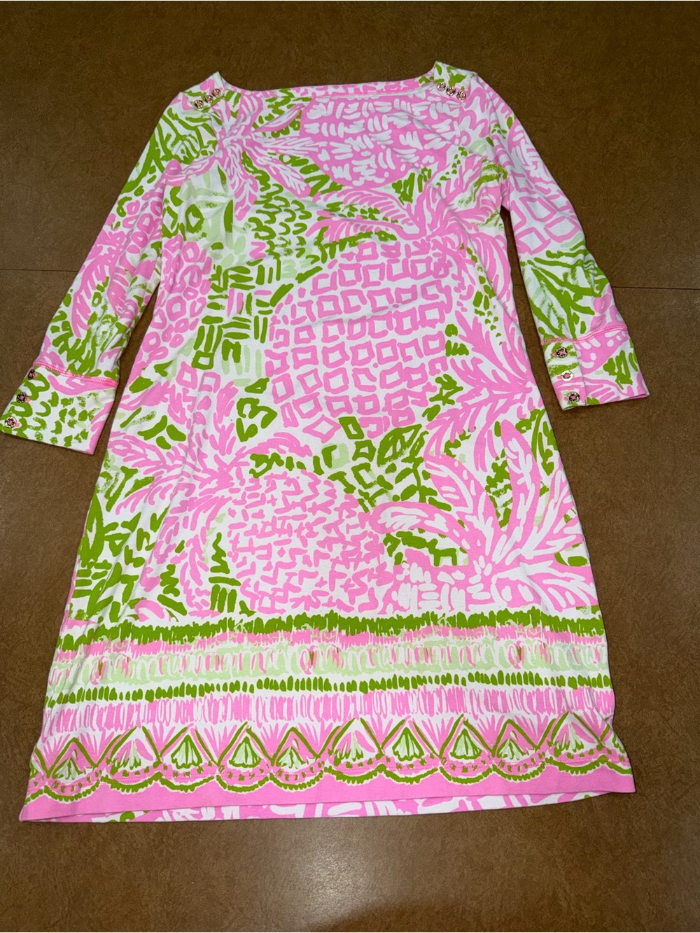 Lilly Pulitzer Pink & Green Pineapple-Print Shift Dress • Tropical • Size Small - Picture 1 of 9